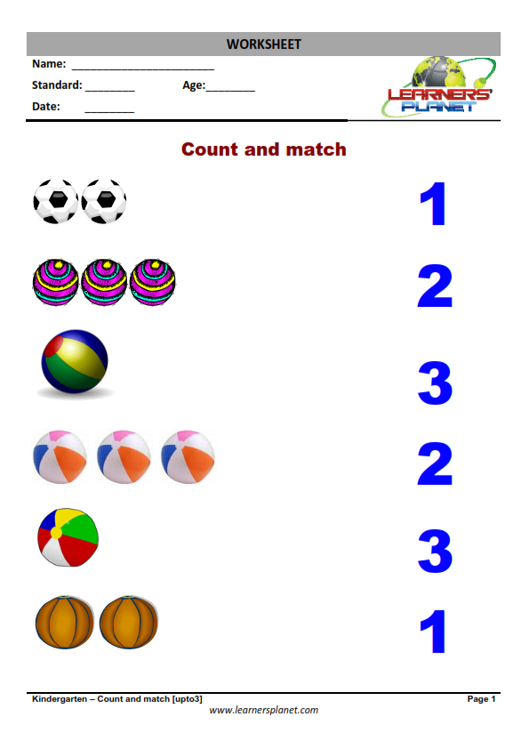 Counting review worksheets-numbers up to 3-Worksheet-1